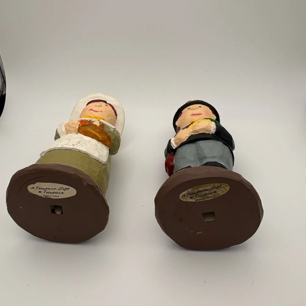 Vintage Resin Teleflora Thanksgiving Taper Candleholders • Pilgrim Couple - Picture 4 of 10